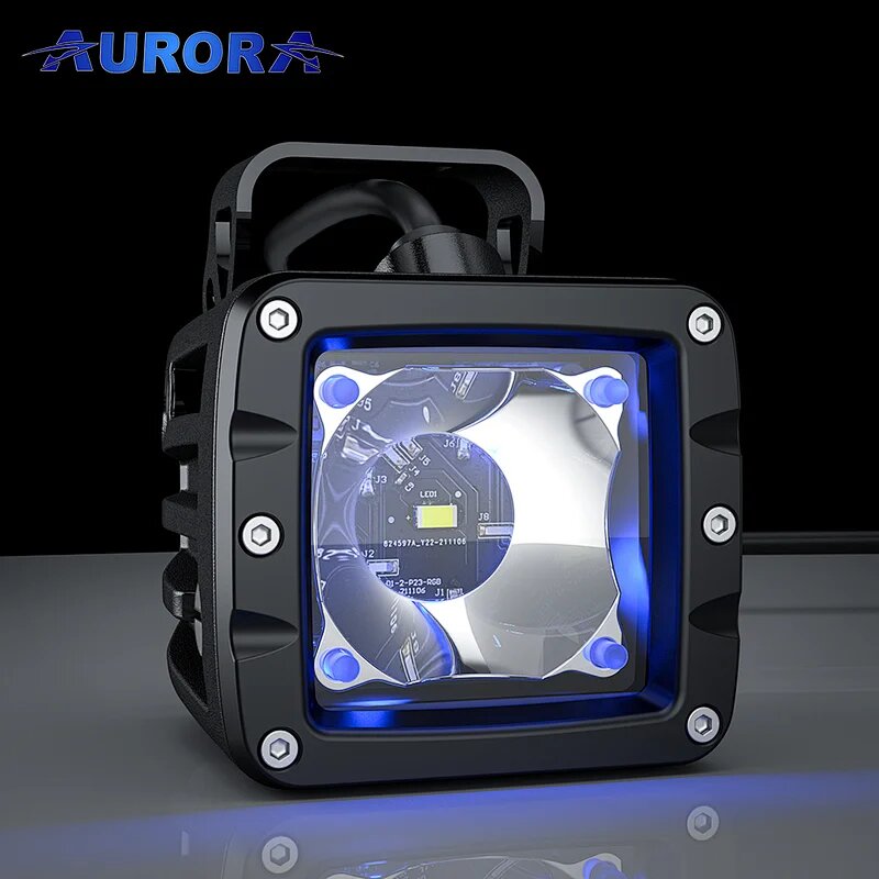 Две светодиодные фары Aurora ALO-2-T-P23Q 30W, RGB ПОДСВЕТКА 1