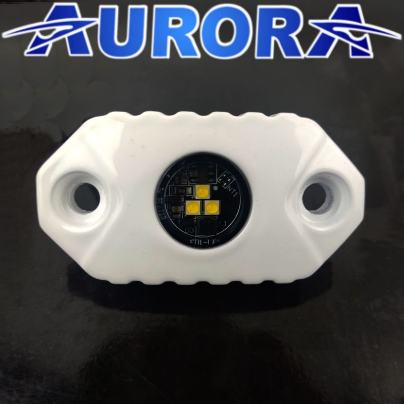 Подсветка Rock Light, 3 диода 9W., корпус БЕЛЫЙ. ALO-M-Y-D-2-A свет Янтарь 2