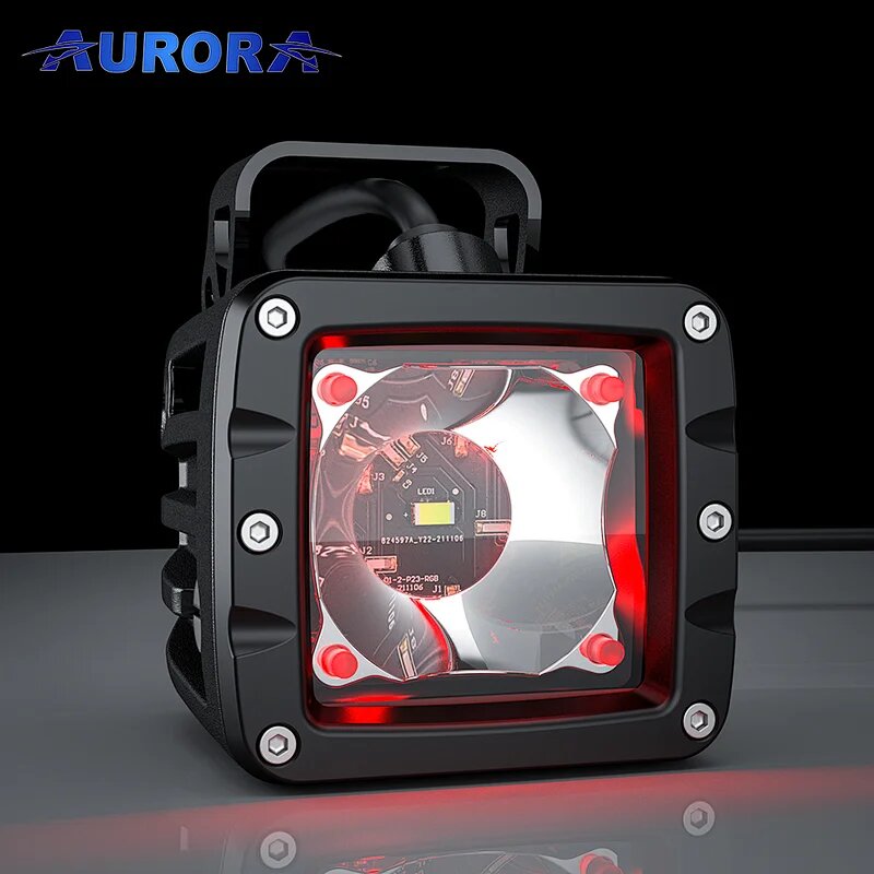 Две светодиодные фары Aurora ALO-2-T-P23Q 30W, RGB ПОДСВЕТКА 5
